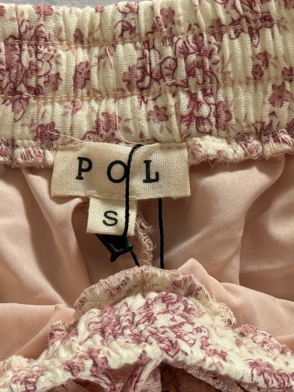 POL Strawberry Pink Lacy Stars Floral Patches Elastic Waist Drawstring Shorts - Picture 7 of 9